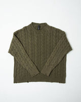 סריג צמות ירוק זית משופשף