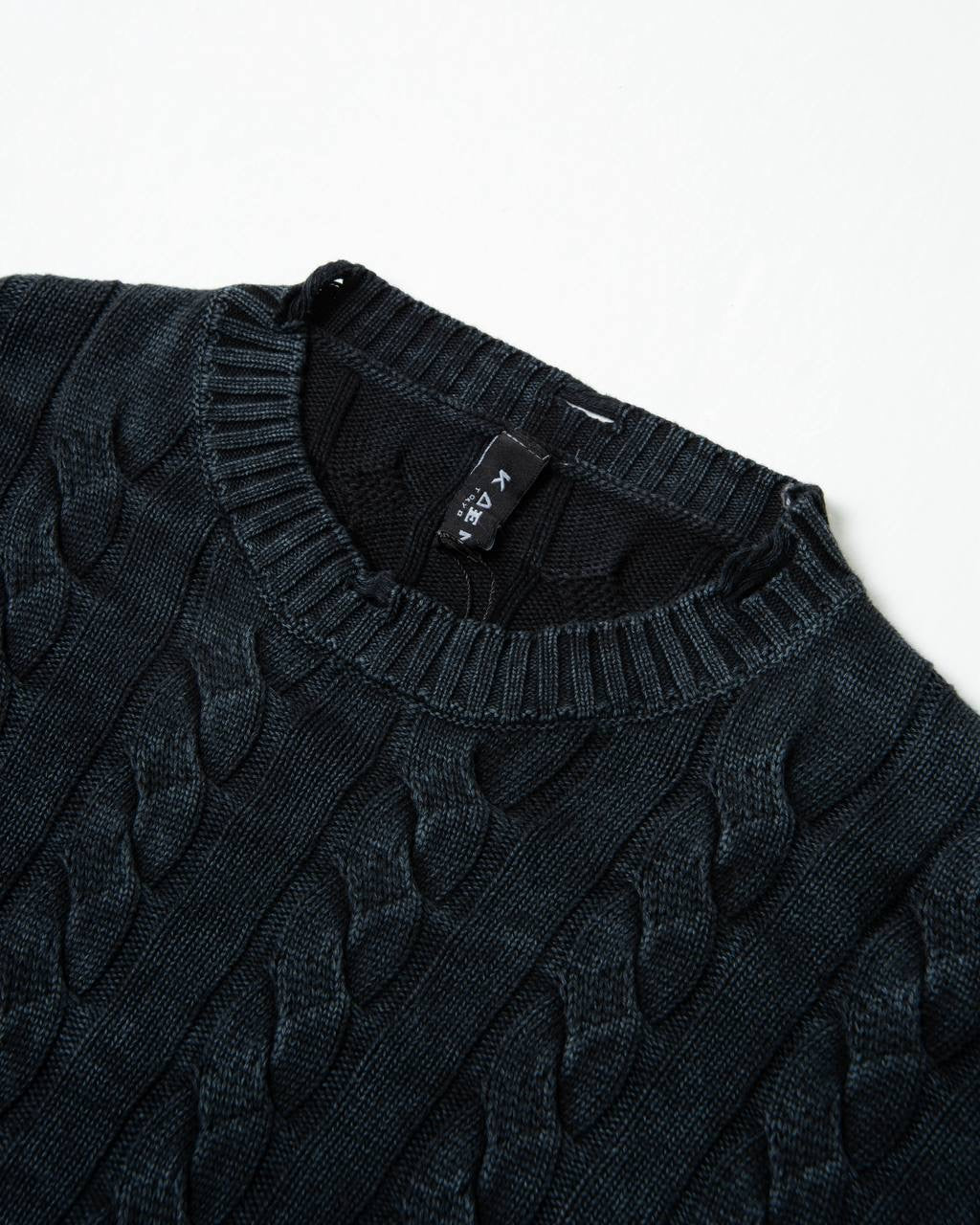 סריג צמות אפור משופשף