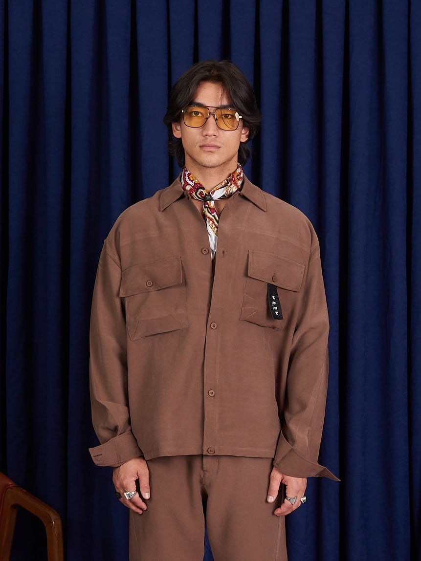 חליפת ערב כפתורים בצבע חום