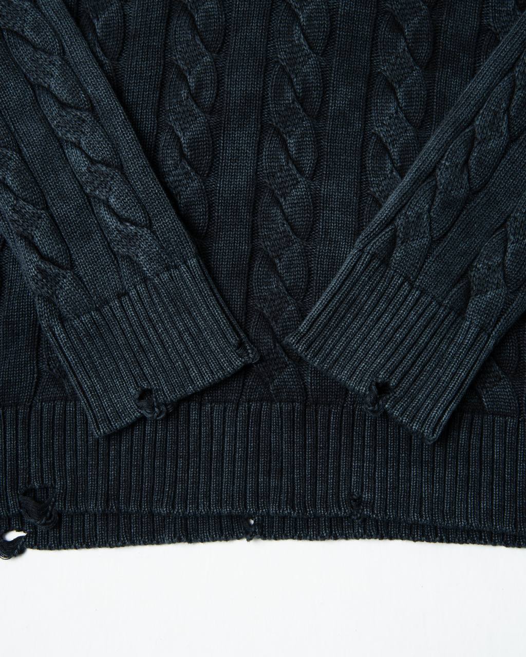 סריג צמות אפור משופשף