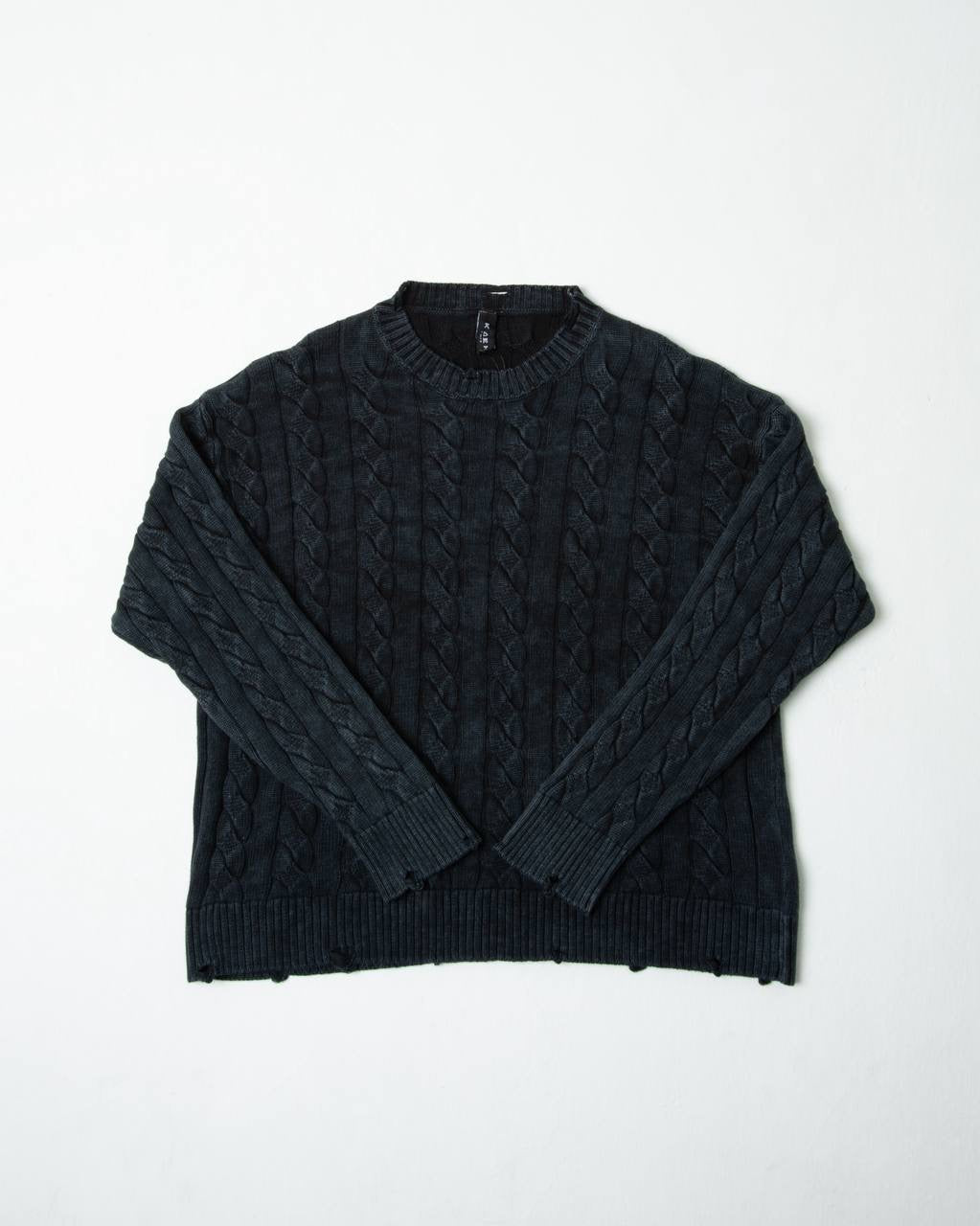 סריג צמות אפור משופשף