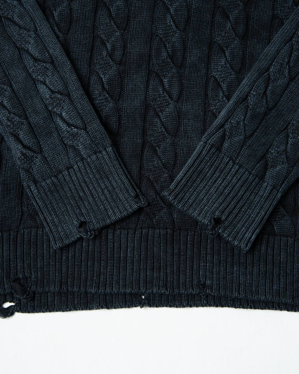 סריג צמות אפור משופשף