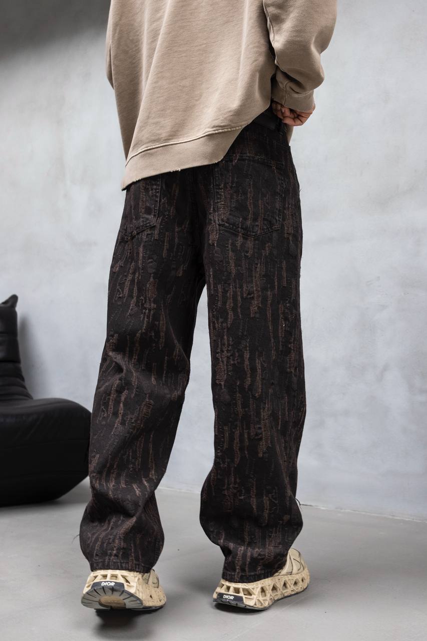 ג׳ינס רחב פסים בצבע חום