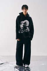 קפוצ׳ון שחור איור לבן קידמי