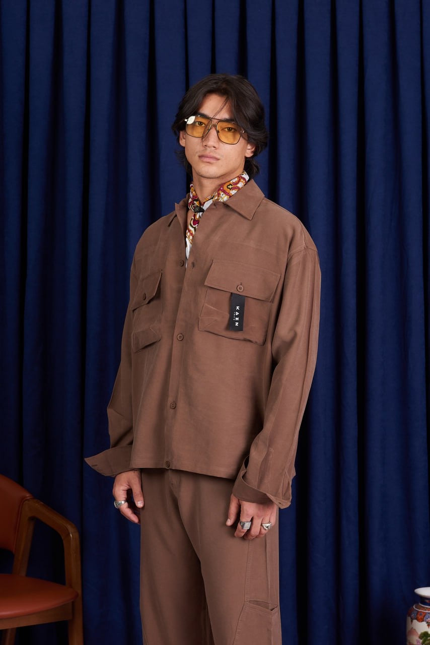 חליפת ערב כפתורים בצבע חום