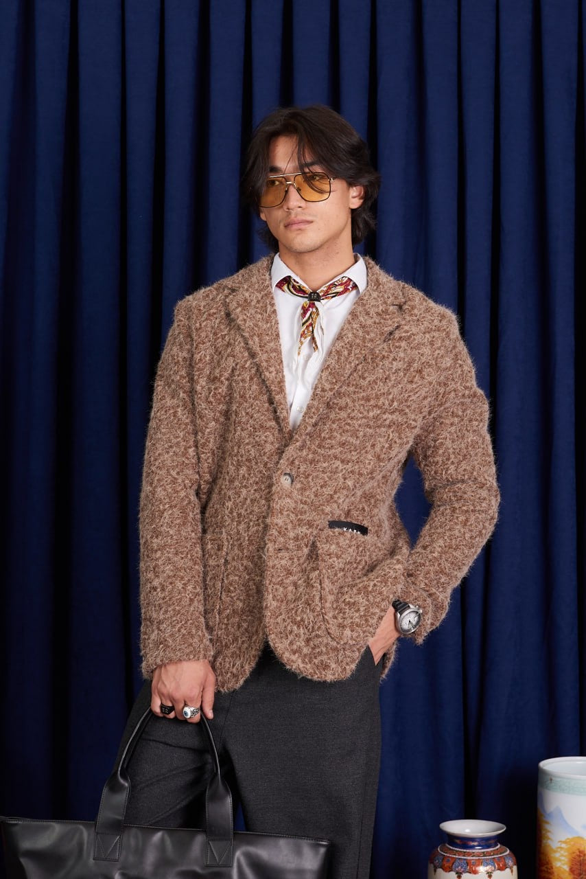 ג׳קט ערב פרוותי חום בהיר